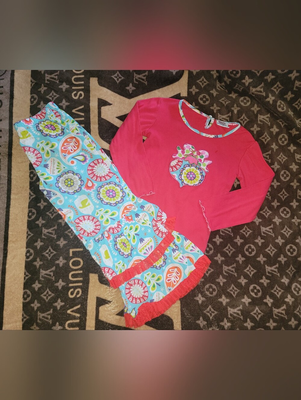 Girls Ann Loren Top Ruffle Pants Outfit Set 7 8
